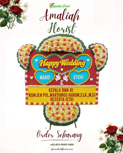 Karangan Papan Bunga Pernikahan di Suryatmajan